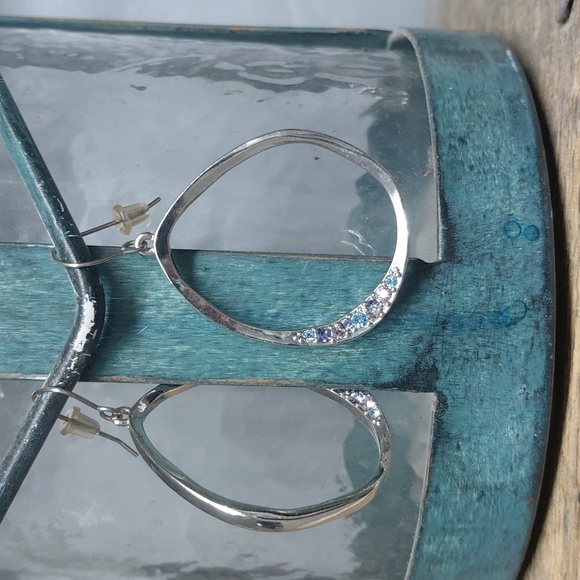 M4M Silver Tone And Multi Colored Gem Stones Dangle Earrings - Picture 2 of 5